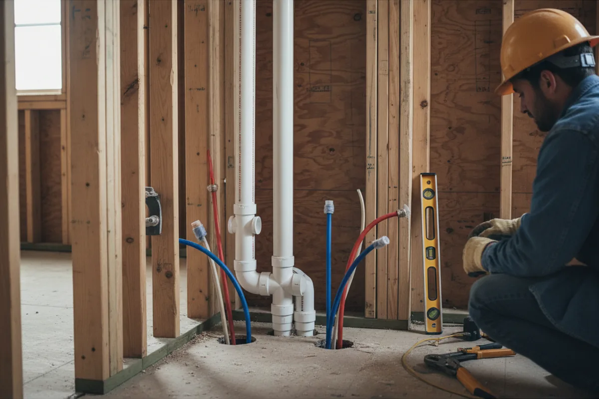 Drain and supply rough-in during Sump Pump Repair in Mishawaka