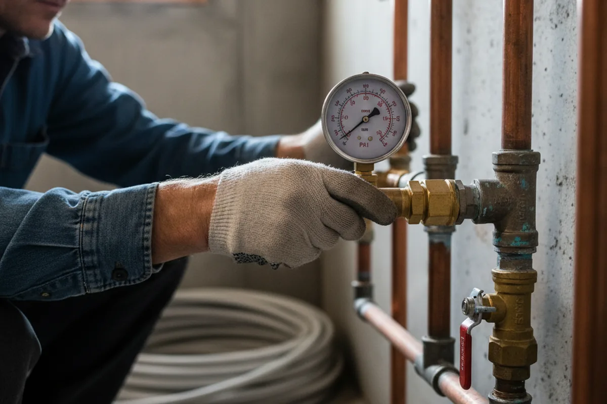 Pressure testing a repaired line during Water Line Repair in Mishawaka